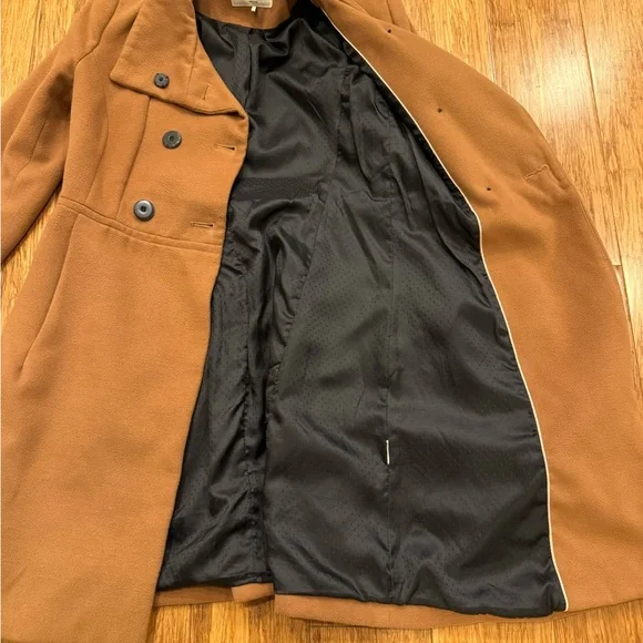 Zara Tan Double-Breasted Pea Coat - Picture 3 of 16